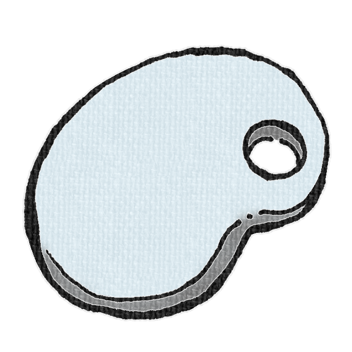 白い木製オーバルパレットのイラスト
