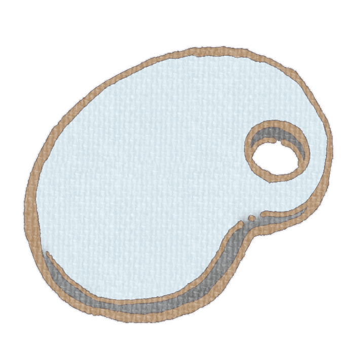 白い木製オーバルパレットのイラスト