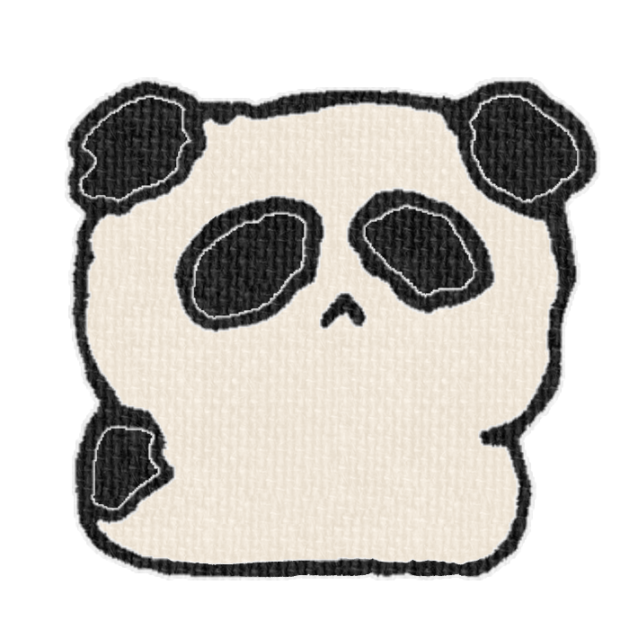 黒白パンダがお座りした透過イラスト