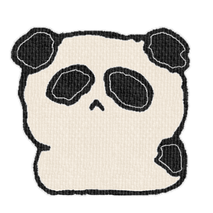黒白パンダがお座りした透過イラスト