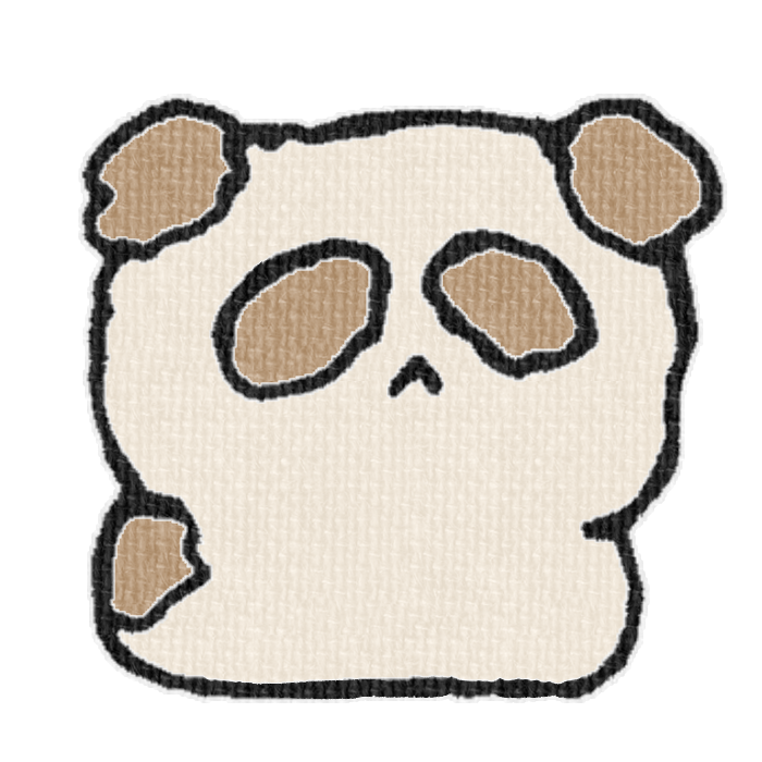 茶白パンダがお座りした透過イラスト