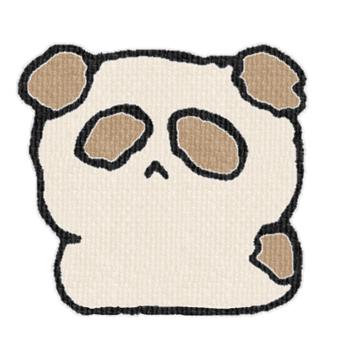 茶白パンダがお座りした透過イラスト