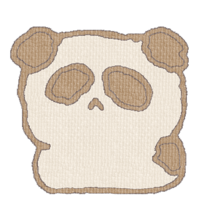 茶白パンダがお座りした透過イラスト