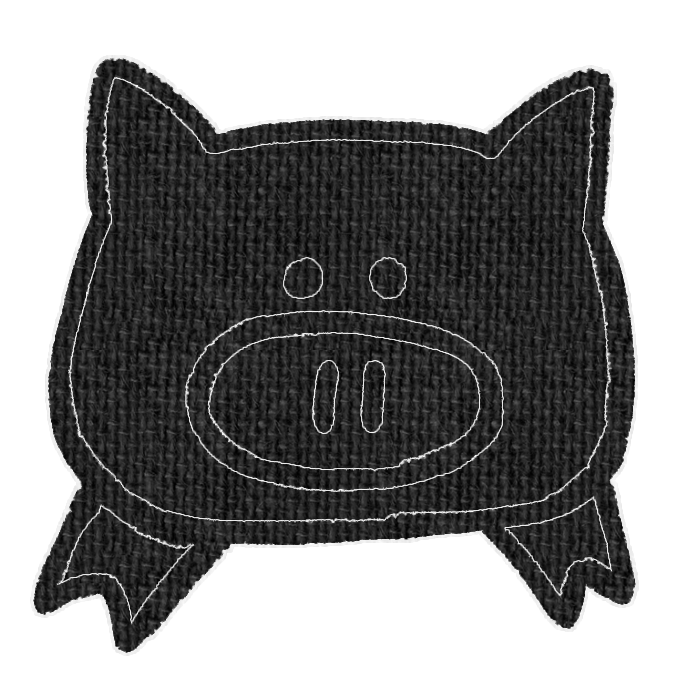 黒いブタがひょっこりしている透過イラスト