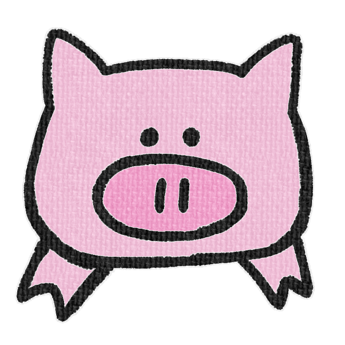 ピンクのブタがひょっこりしている透過イラスト