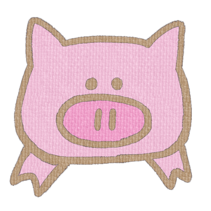 ピンクのブタがひょっこりしている透過イラスト