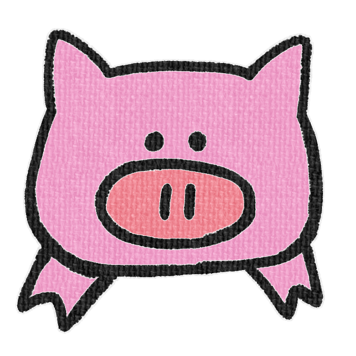 濃いピンクのブタがひょっこりしている透過イラスト