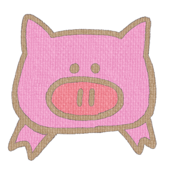 濃いピンクのブタがひょっこりしている透過イラスト