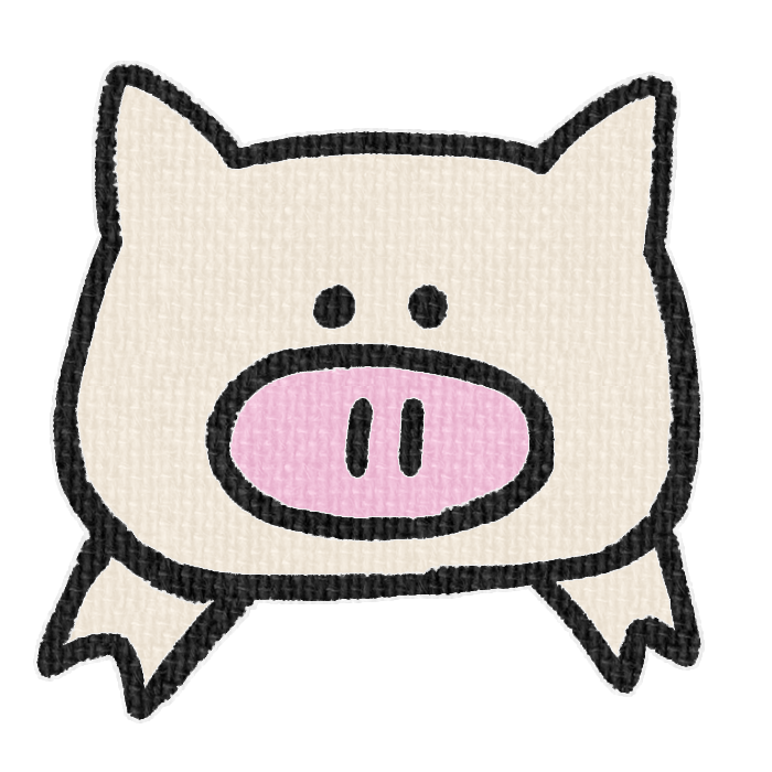 白いブタがひょっこりしている透過イラスト