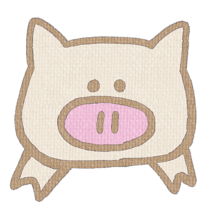 白いブタがひょっこりしている透過イラスト