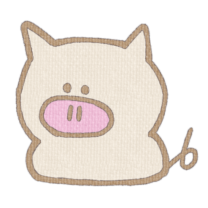 白いブタがお座りした透過イラスト