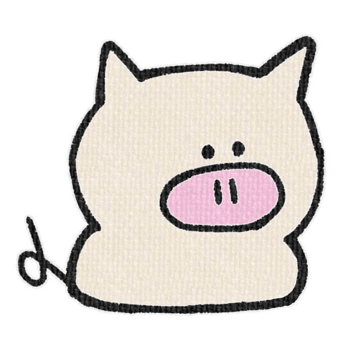 白いブタがお座りした透過イラスト