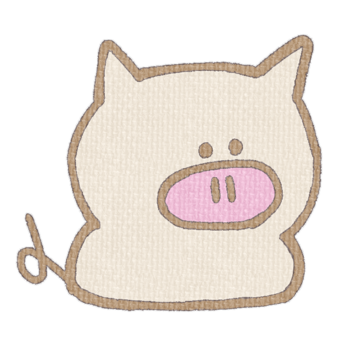 白いブタがお座りした透過イラスト