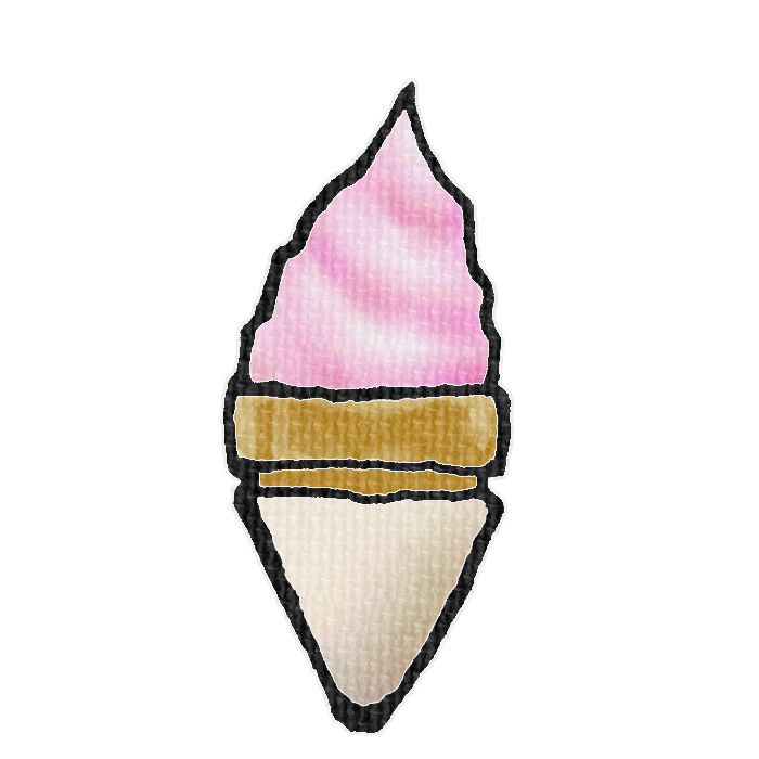 イチゴ味のソフトクリームのフリーイラスト