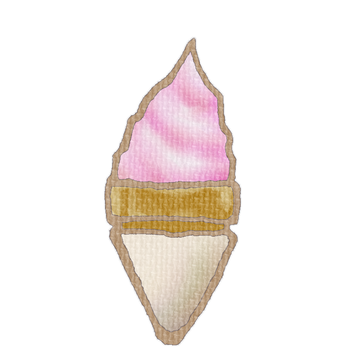 イチゴ味のソフトクリームのフリーイラスト