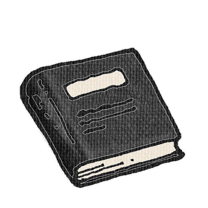 黒くて分厚い本の透過イラスト素材