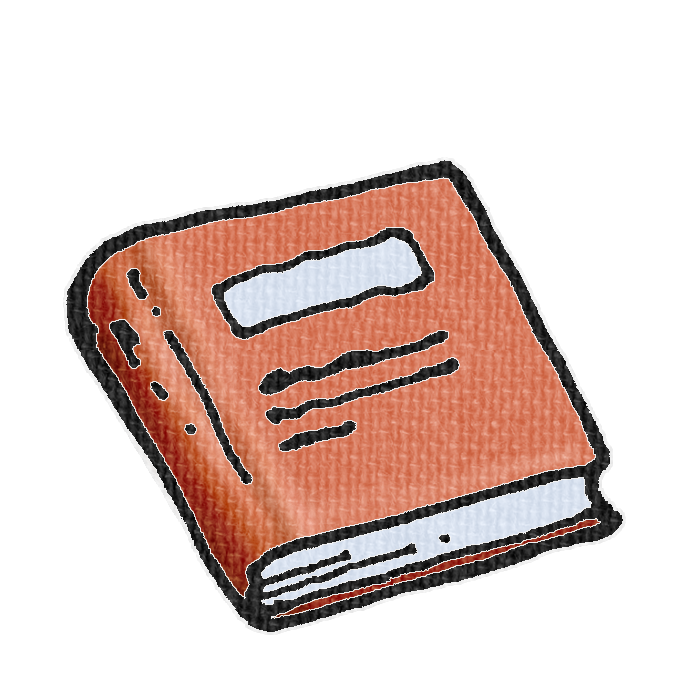 オレンジ色の分厚い本の透過イラスト素材