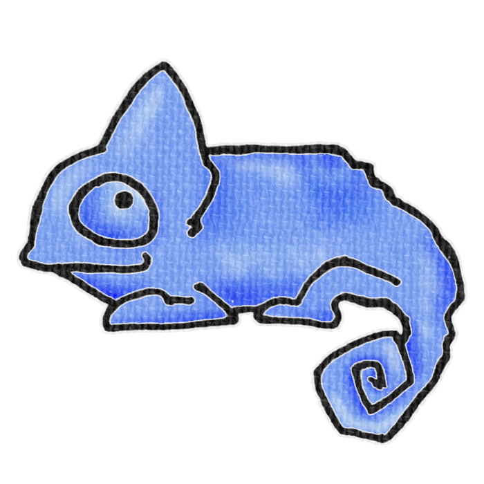 青いカメレオンの透過イラスト