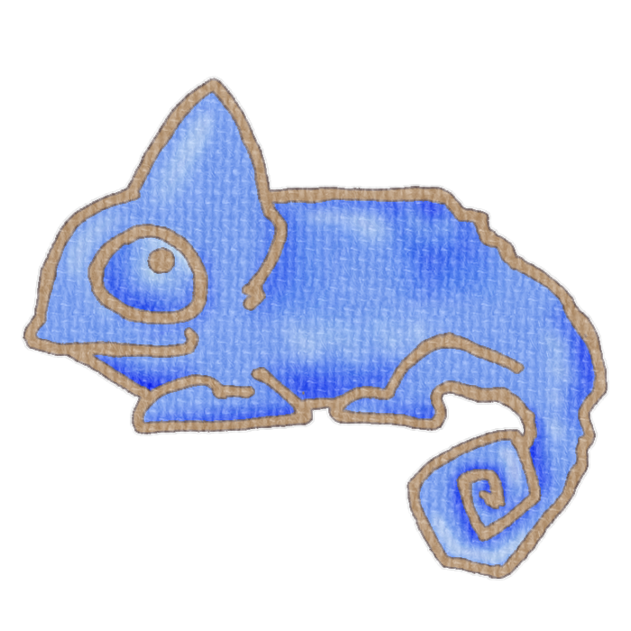 青いカメレオンの透過イラスト