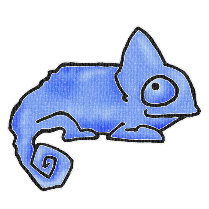 青いカメレオンの透過イラスト