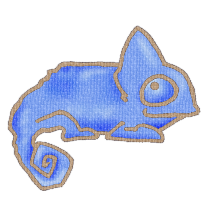青いカメレオンの透過イラスト