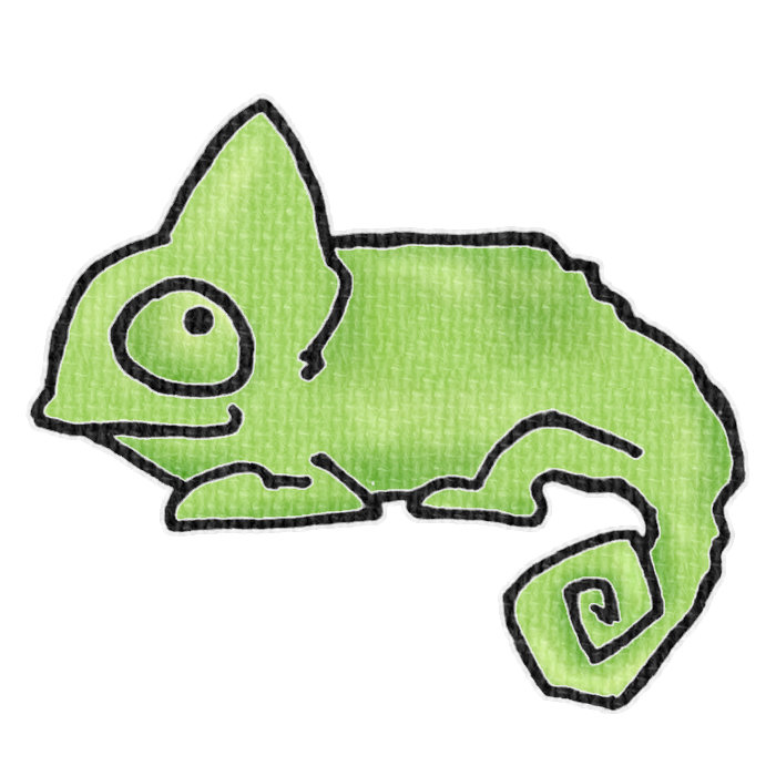 緑色のカメレオンの透過イラスト
