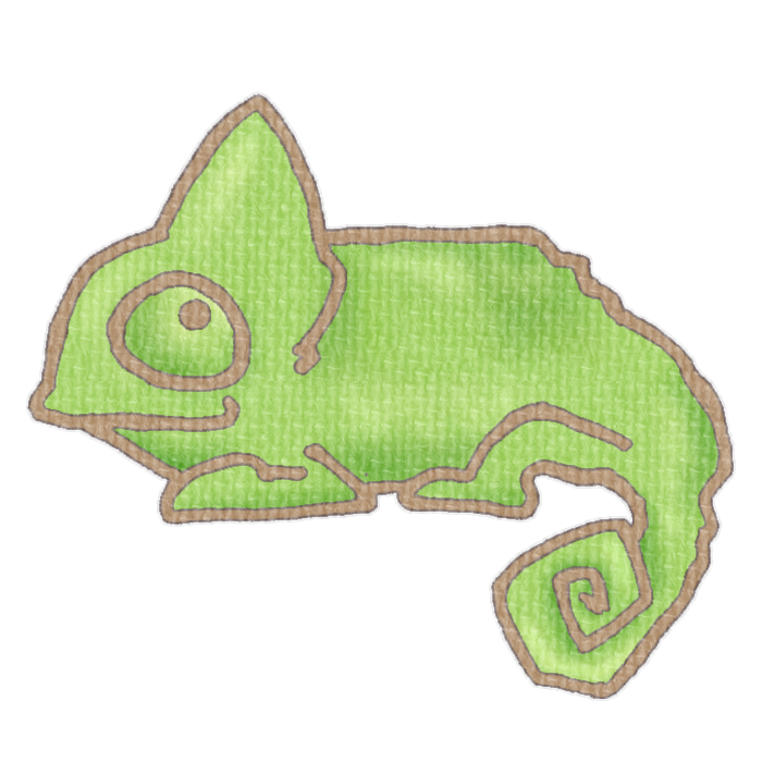 緑色のカメレオンの透過イラスト
