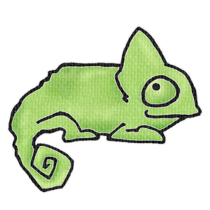 緑色のカメレオンの透過イラスト
