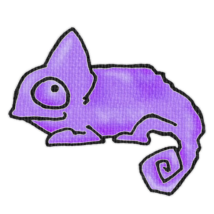 紫色のカメレオンの透過イラスト