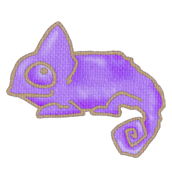 紫色のカメレオンの透過イラスト