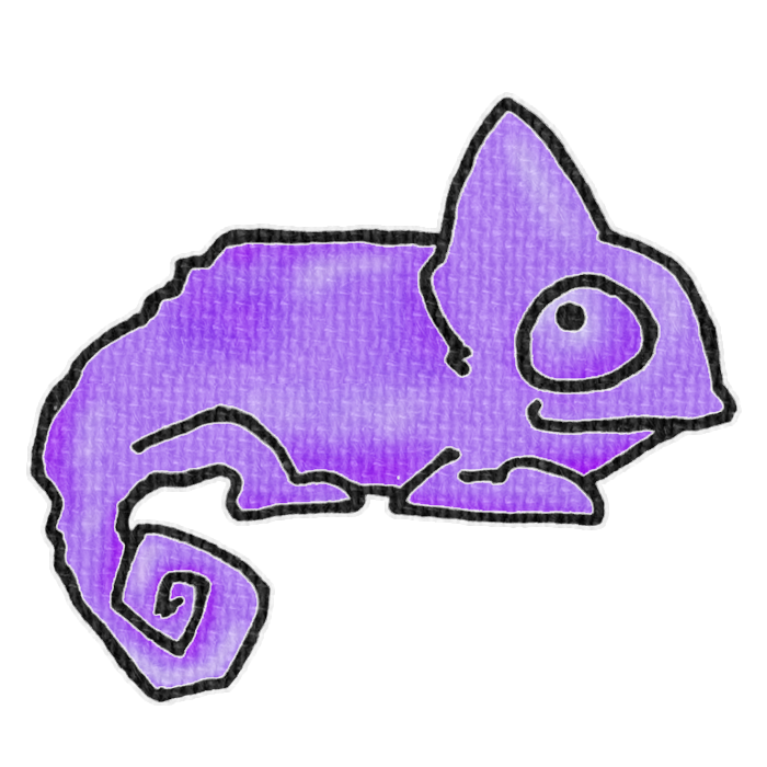 紫色のカメレオンの透過イラスト