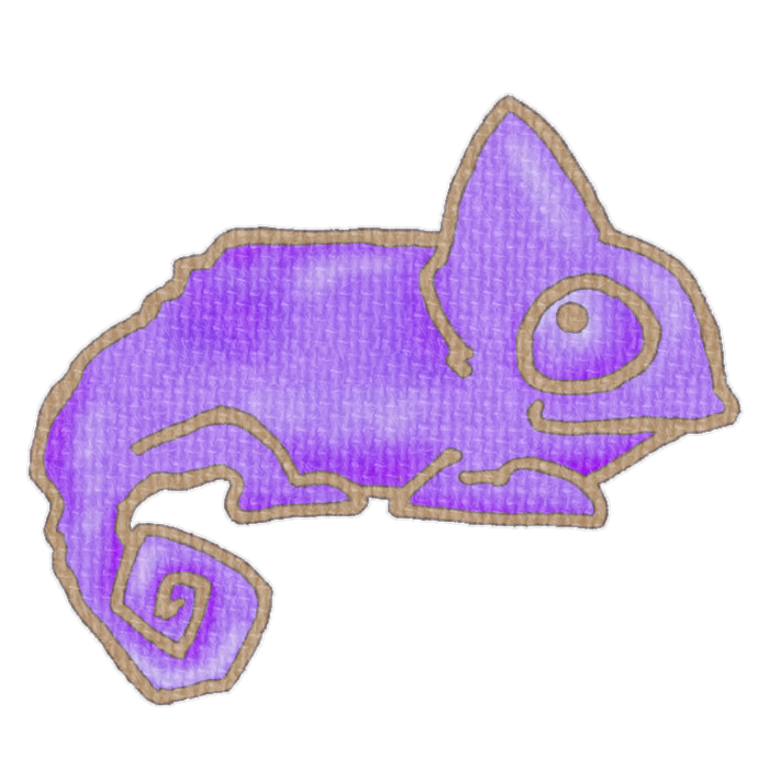 紫色のカメレオンの透過イラスト