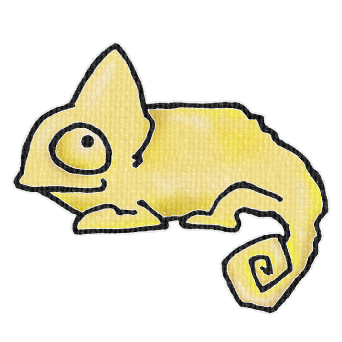 黄色いカメレオンの透過イラスト