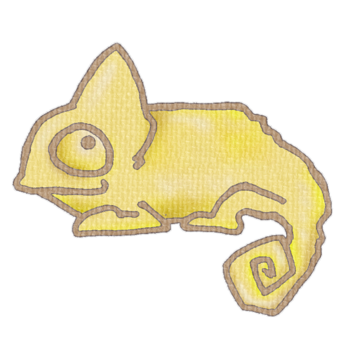 黄色いカメレオンの透過イラスト