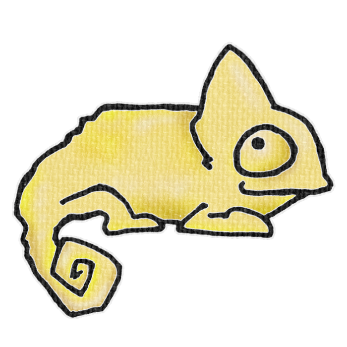 黄色いカメレオンの透過イラスト