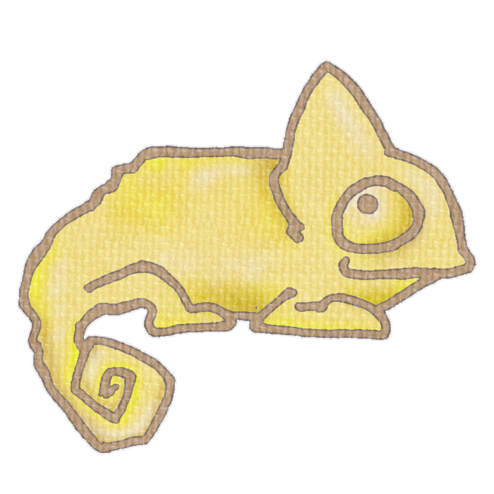 黄色いカメレオンの透過イラスト