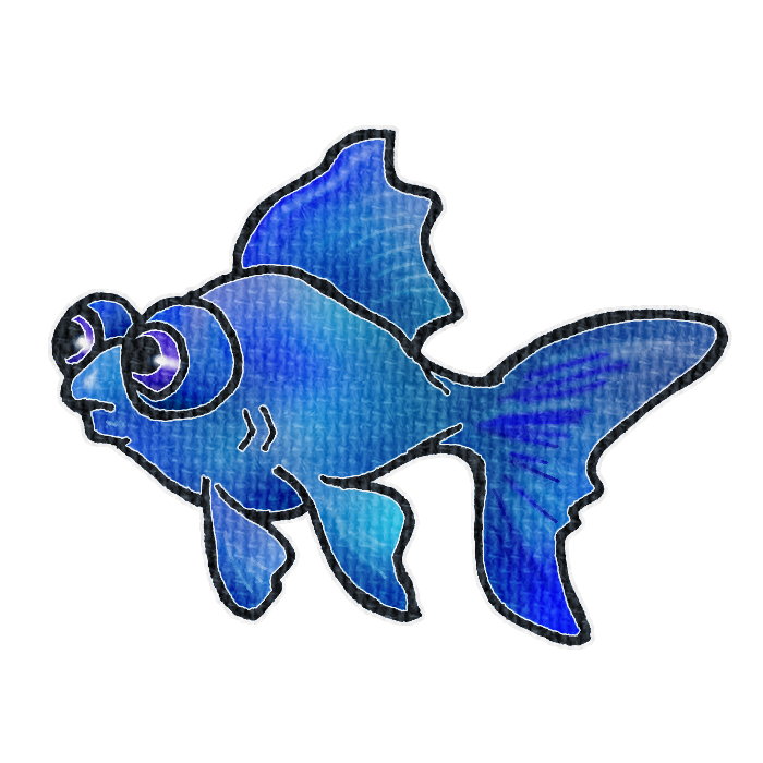 青色の金魚の透過イラスト