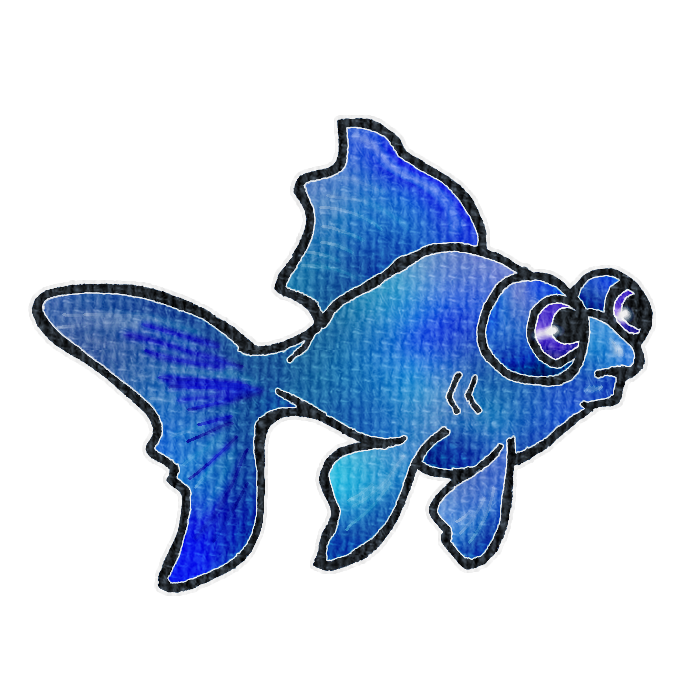 青色の金魚の透過イラスト