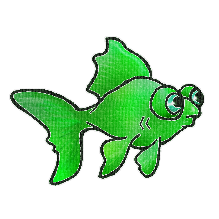 緑色の金魚の透過イラスト