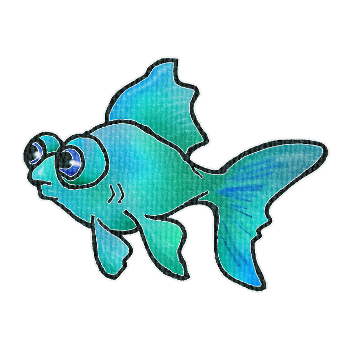 水色の金魚の透過イラスト