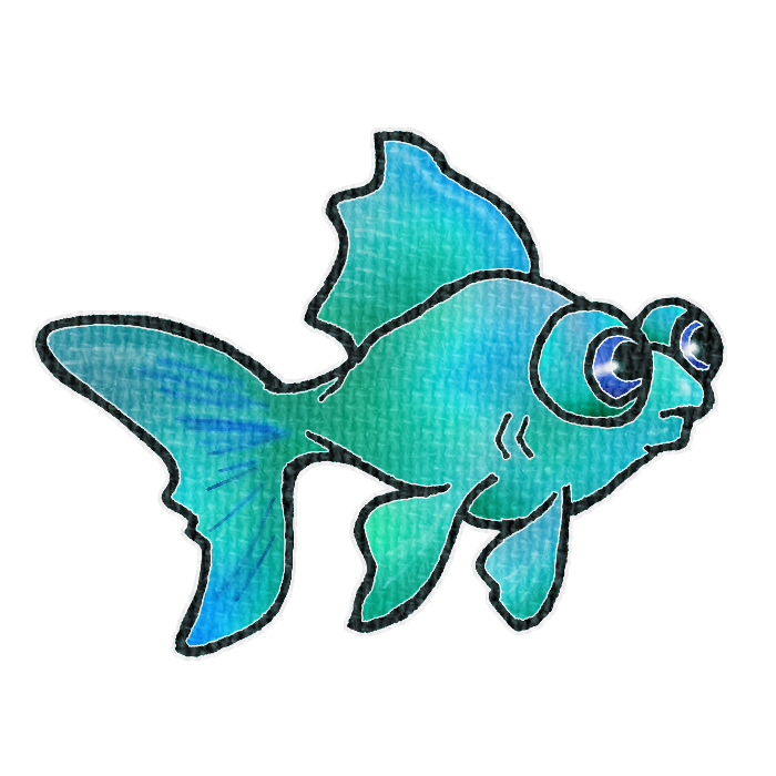 水色の金魚の透過イラスト