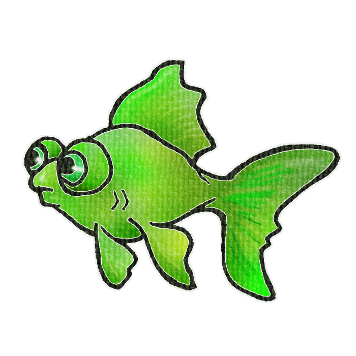 黄緑色の金魚の透過イラスト