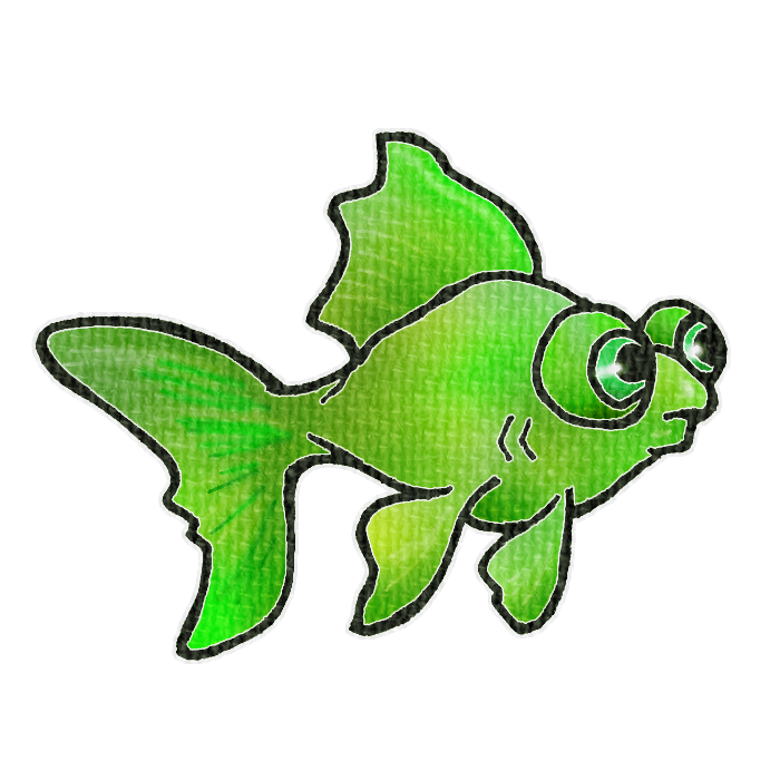 黄緑色の金魚の透過イラスト