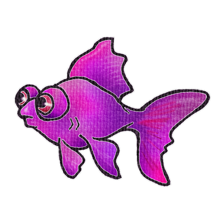 マゼンタ色の金魚の透過イラスト