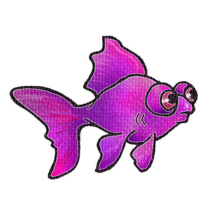 マゼンタ色の金魚の透過イラスト