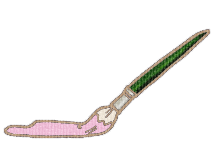 筆でピンク色の絵具を塗る様子の透過イラスト素材