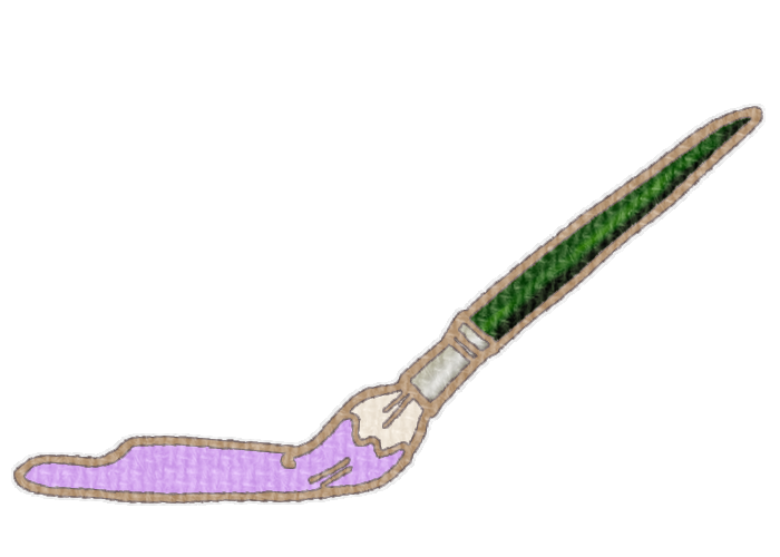 筆で紫色の絵具を塗る様子の透過イラスト素材