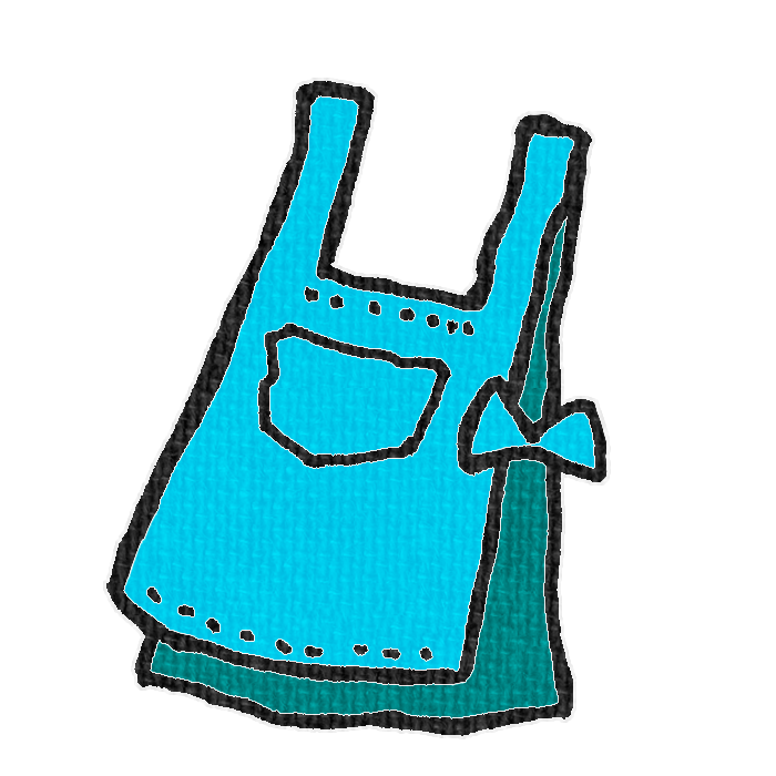 水色エプロンの透過イラスト素材