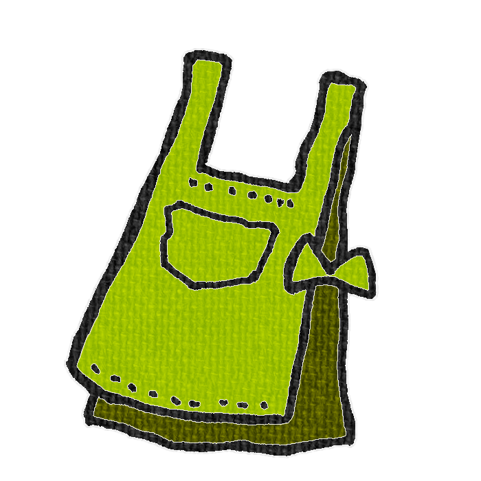 緑色エプロンの透過イラスト素材