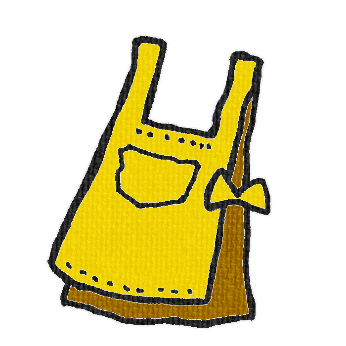 黄色エプロンの透過イラスト素材